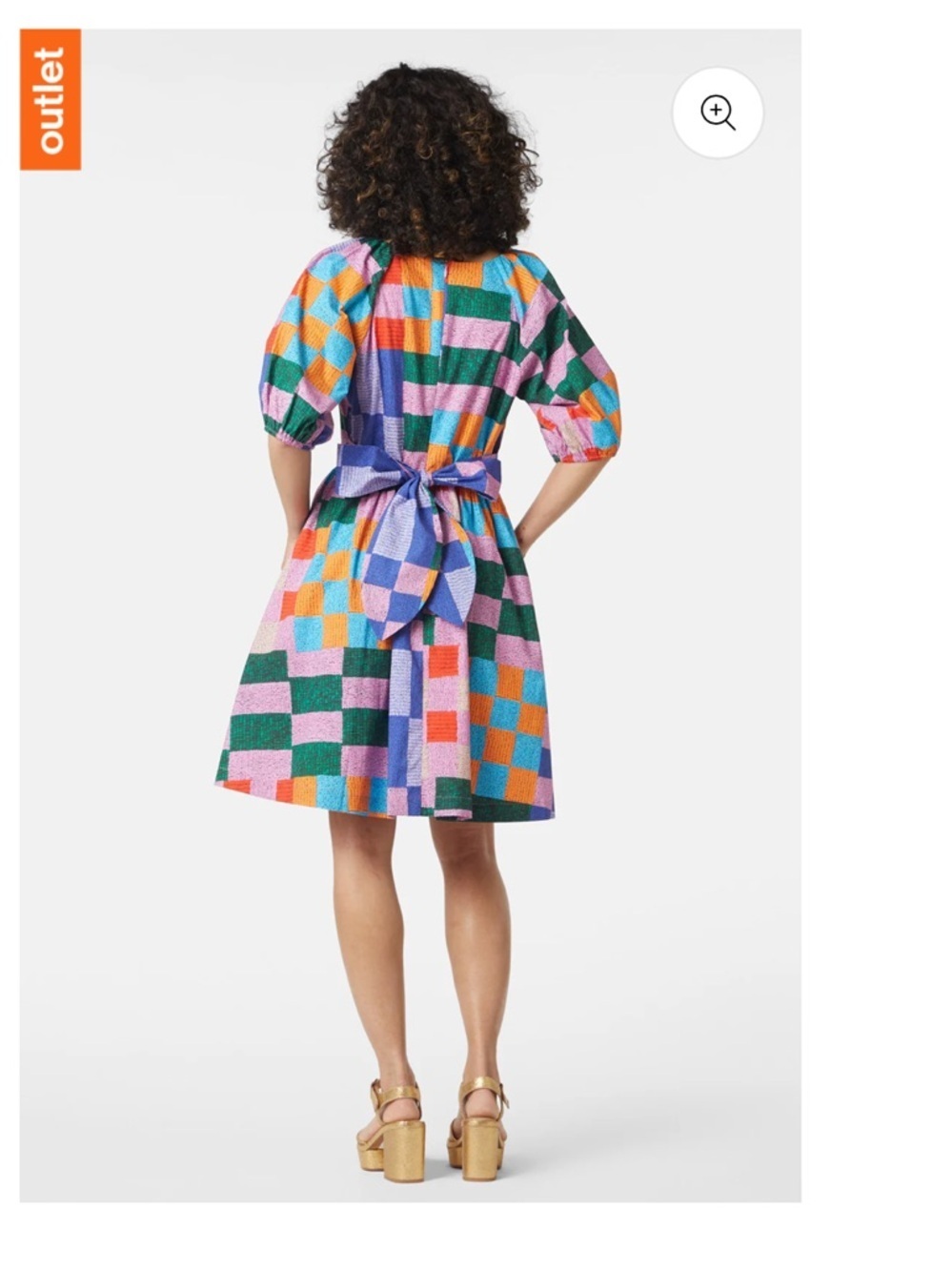 Gorman Patchwork Geometric Organic Cotton Mini Dress Size 18 Puff Sleeve Dress - Picture 4 of 13